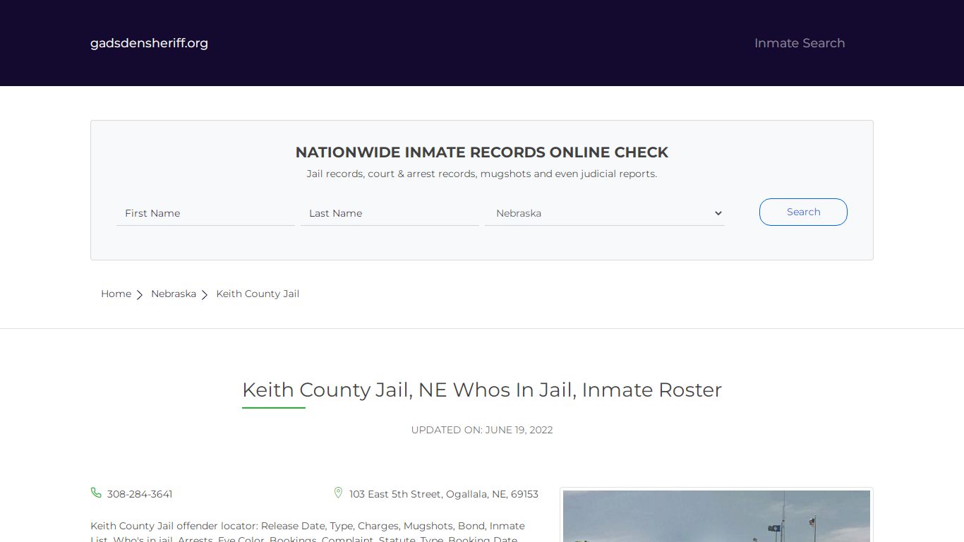 Keith County Jail, NE Inmate Roster, Whos In Jail